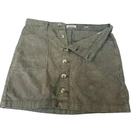 Kensie Women’s Corduroy High-Waist Mini A-Line Skirts Olive Green Size 8/29 - Picture 2 of 11